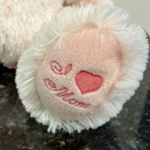 Russ Teddy Bear Pink Blush Plush I love mom Heart  16” Soft Shaggy Fur - Picture 3 of 12